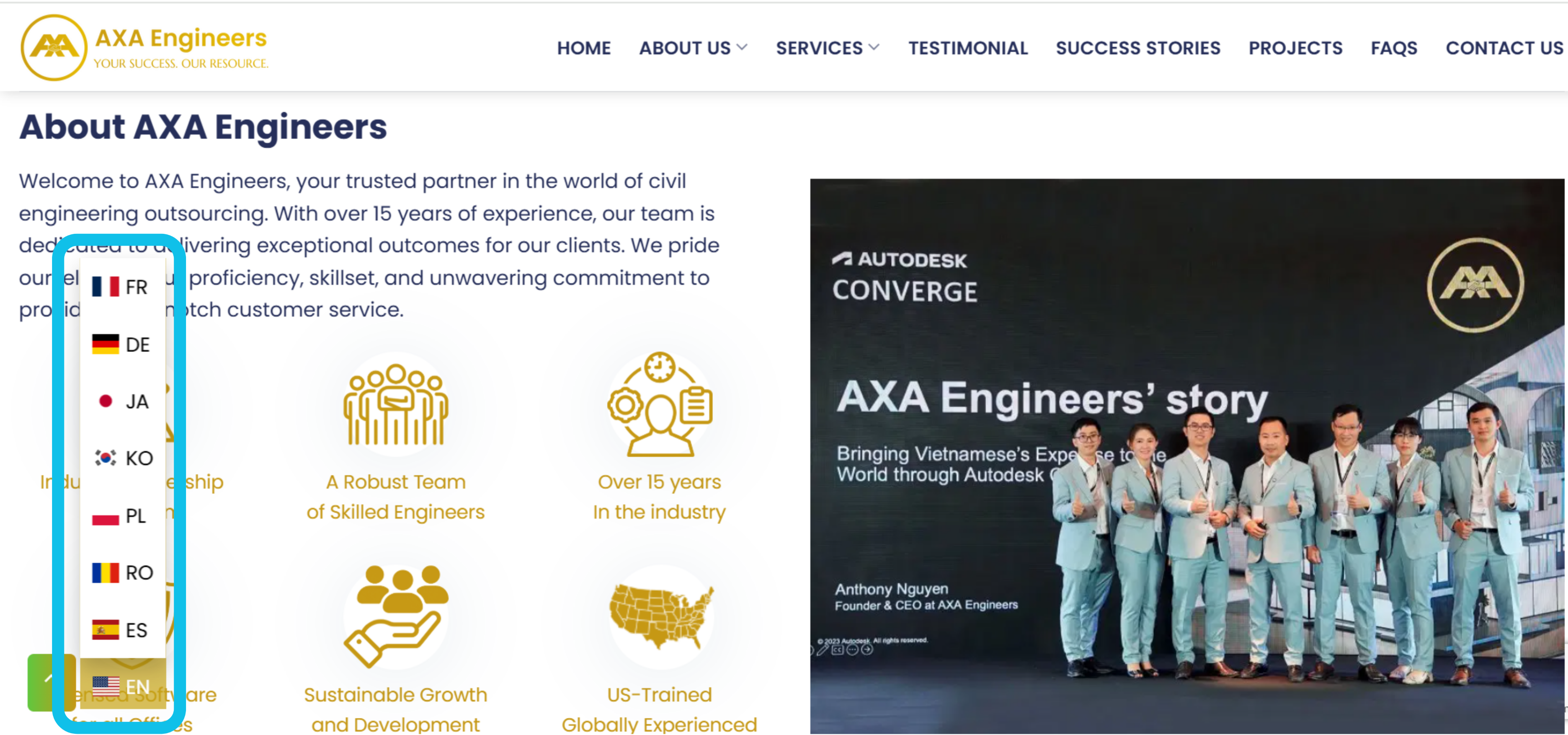 AXA Engineers Multi-Language Website
